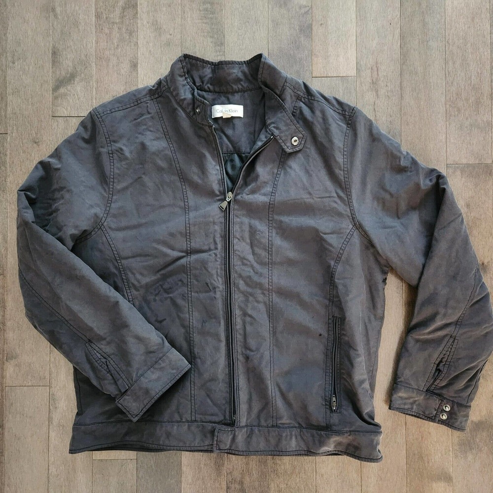 CALVIN KLEIN Men's Classic Zip-Front Members Only \ Bomber Jacket XL Iron Grey